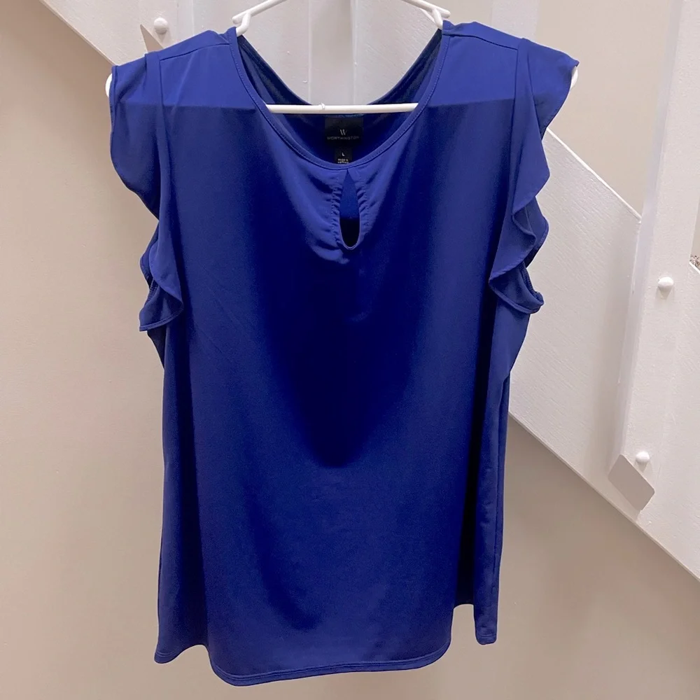 Women’s Vibrant Navy Short Sleeve Blouse - Picture 1 of 2